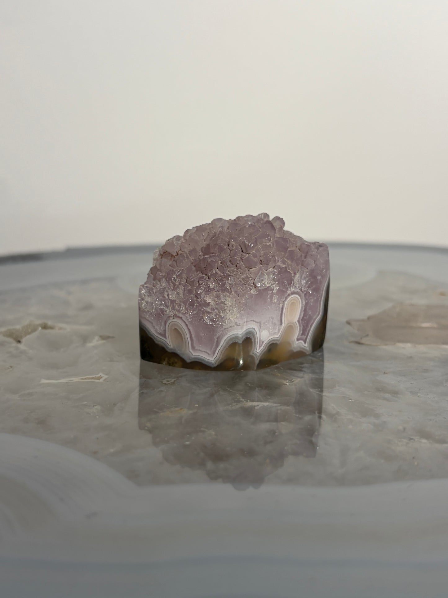 Orbicular Nebula Agate with Amethyst Freeform E