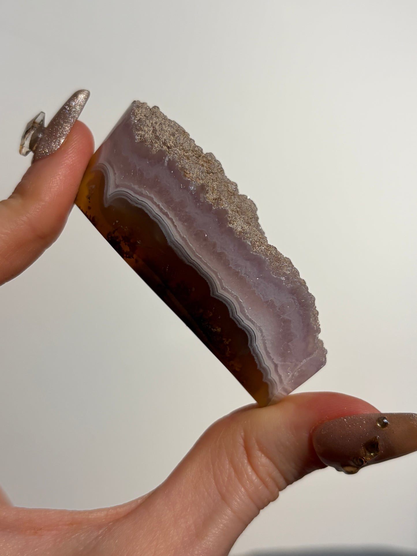 Sparkly Nebula Agate with Amethyst Freeform G