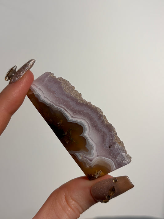 Sparkly Nebula Agate with Amethyst Freeform G