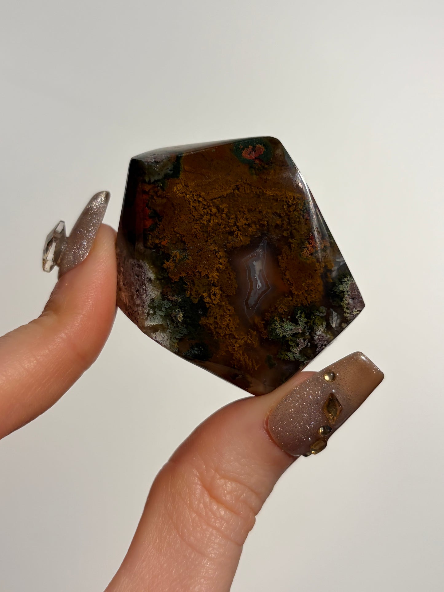 Nebula Agate with Multicoloured Moss Freeform K