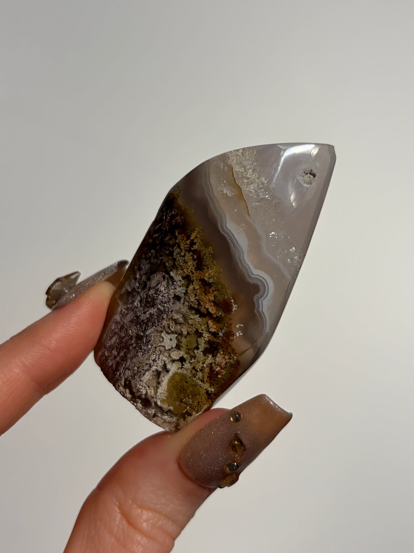 Nebula Agate with Multicoloured Moss Freeform Q