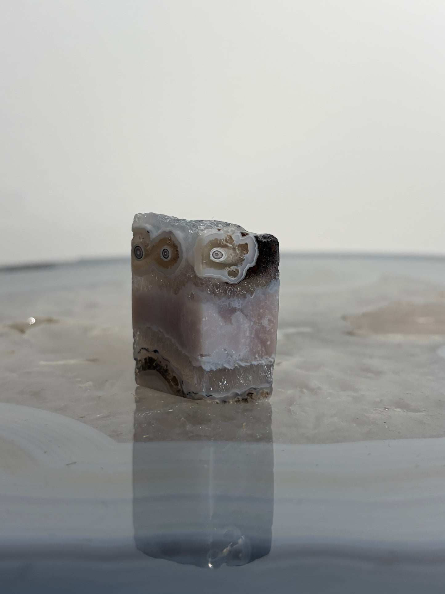 Orbicular Nebula Agate Freeform with Dendritic Inclusions & Mauve Chalcedony R