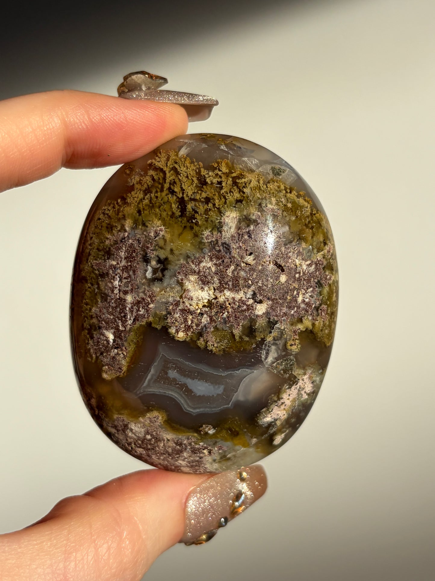 Blue Orbicular Nebula Agate Palmstone B