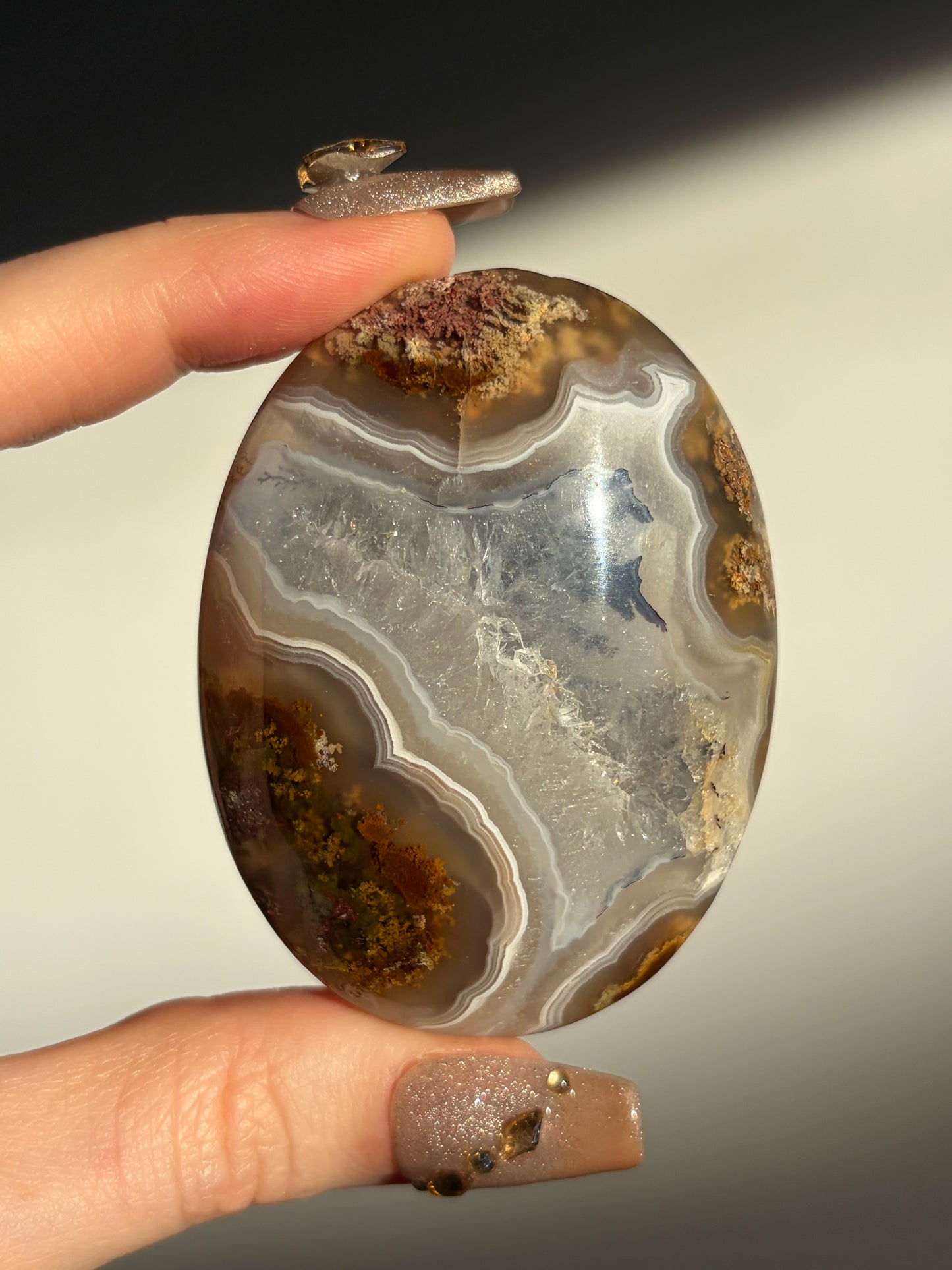 Nebula Agate Palmstone with Dendritic Inclusions E