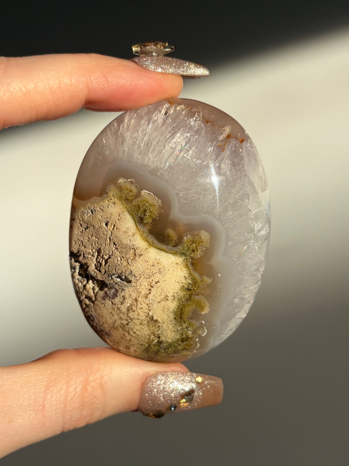 Nebula Agate Palmstone with Natural Carnelian and Quartz H