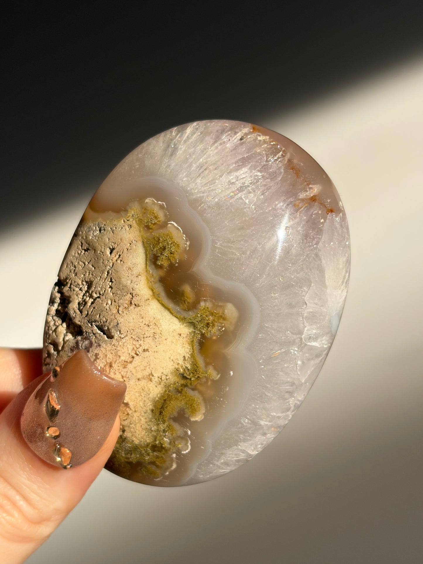Nebula Agate Palmstone with Natural Carnelian and Quartz H
