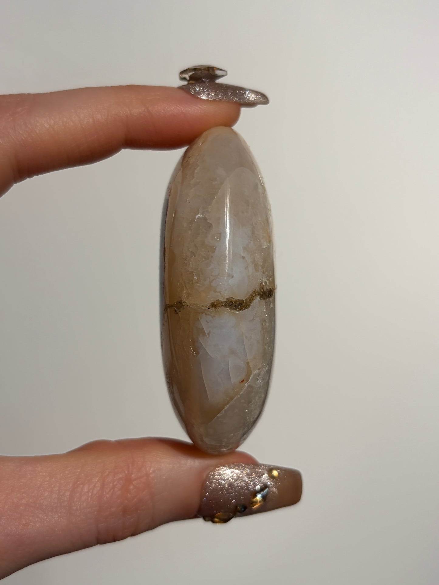 Nebula Agate Palmstone with Red Moss Inclusions (Perfectly Imperfect)