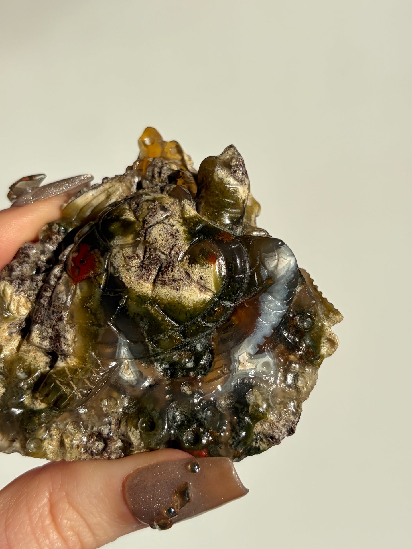"Koral" Nebula Agate Sea Turtle Carving