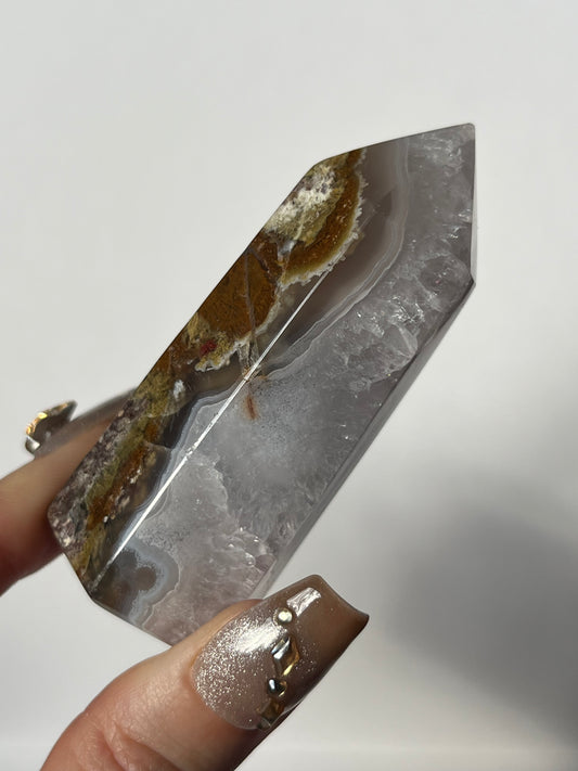 Nebula Agate with Red Moss Inclusions Tower E