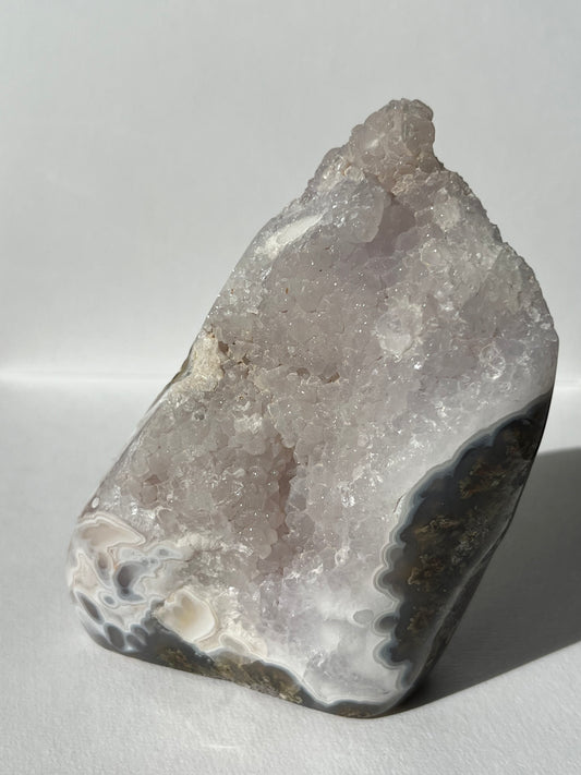 “Silica Flows” Sugar Druzy Orbicular Nebula Agate Freeform with Dendritic Inclusions A