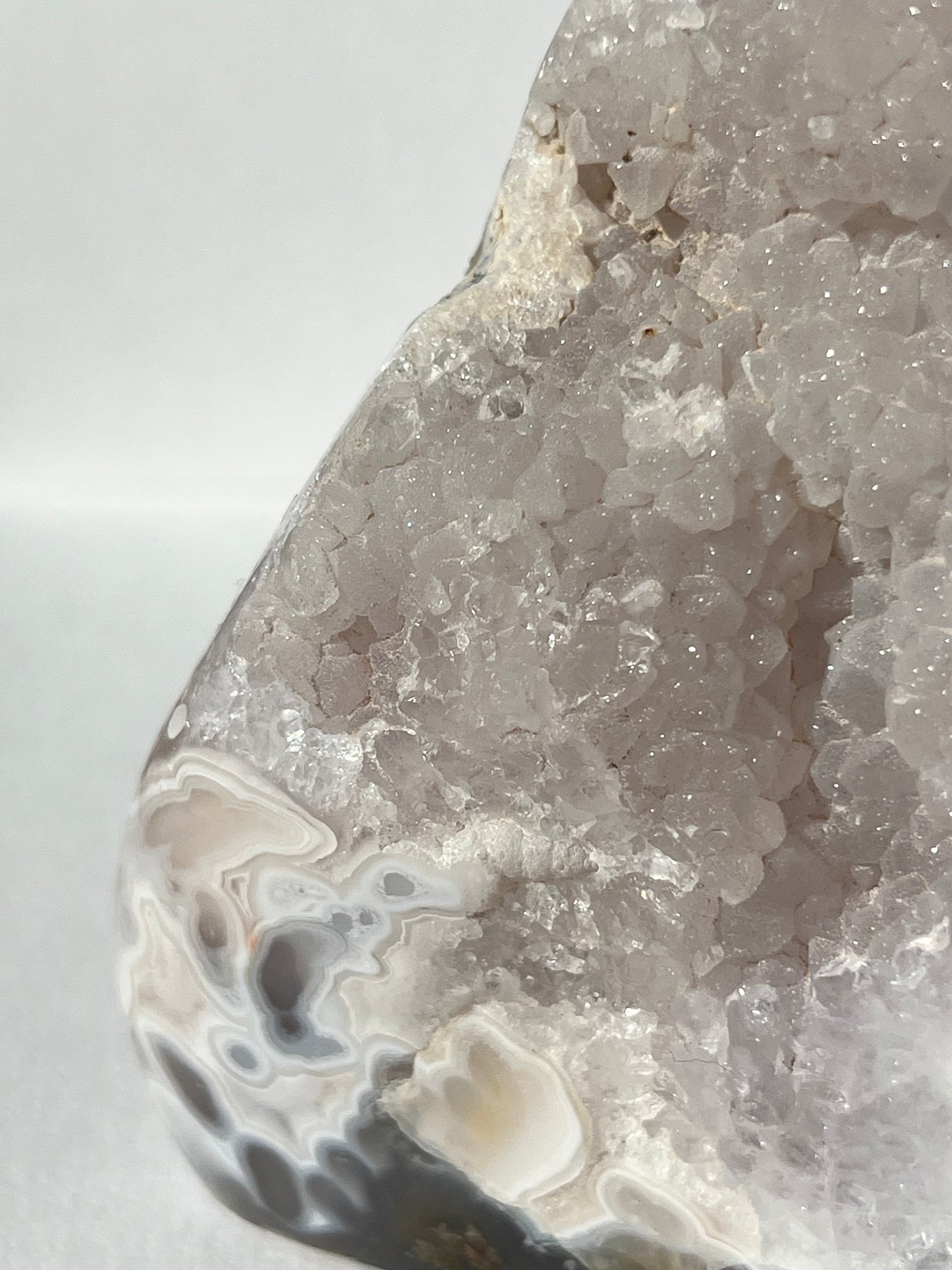 “Silica Flows” Sugar Druzy Orbicular Nebula Agate Freeform with Dendritic Inclusions A