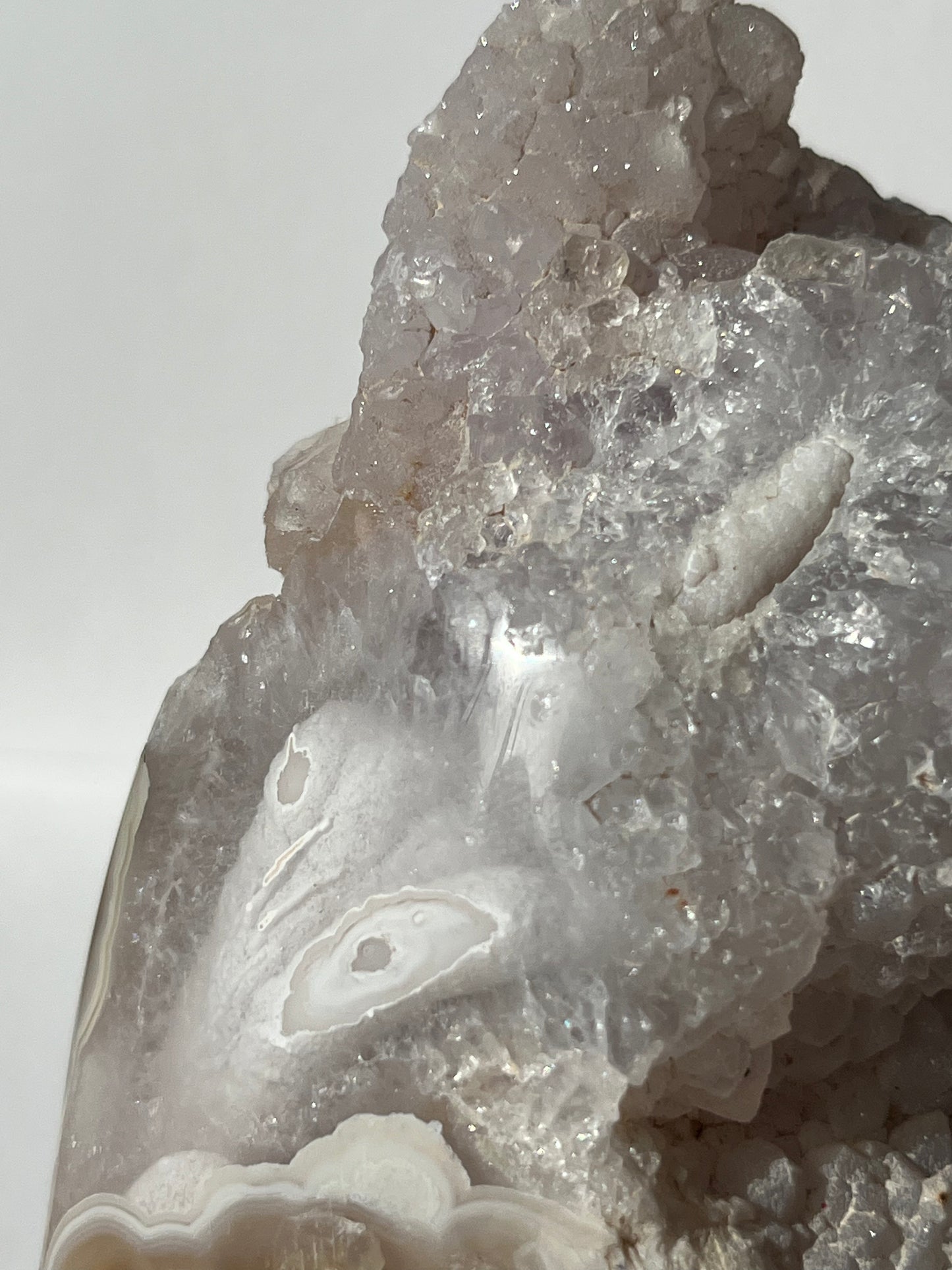 “Silica Flows” Sugar Druzy Orbicular Nebula Agate Freeform with Dendritic Inclusions A