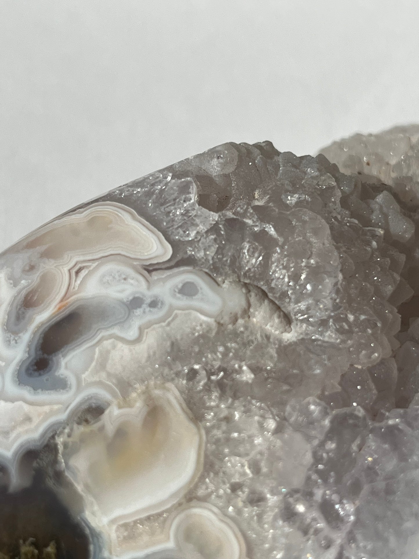 “Silica Flows” Sugar Druzy Orbicular Nebula Agate Freeform with Dendritic Inclusions A