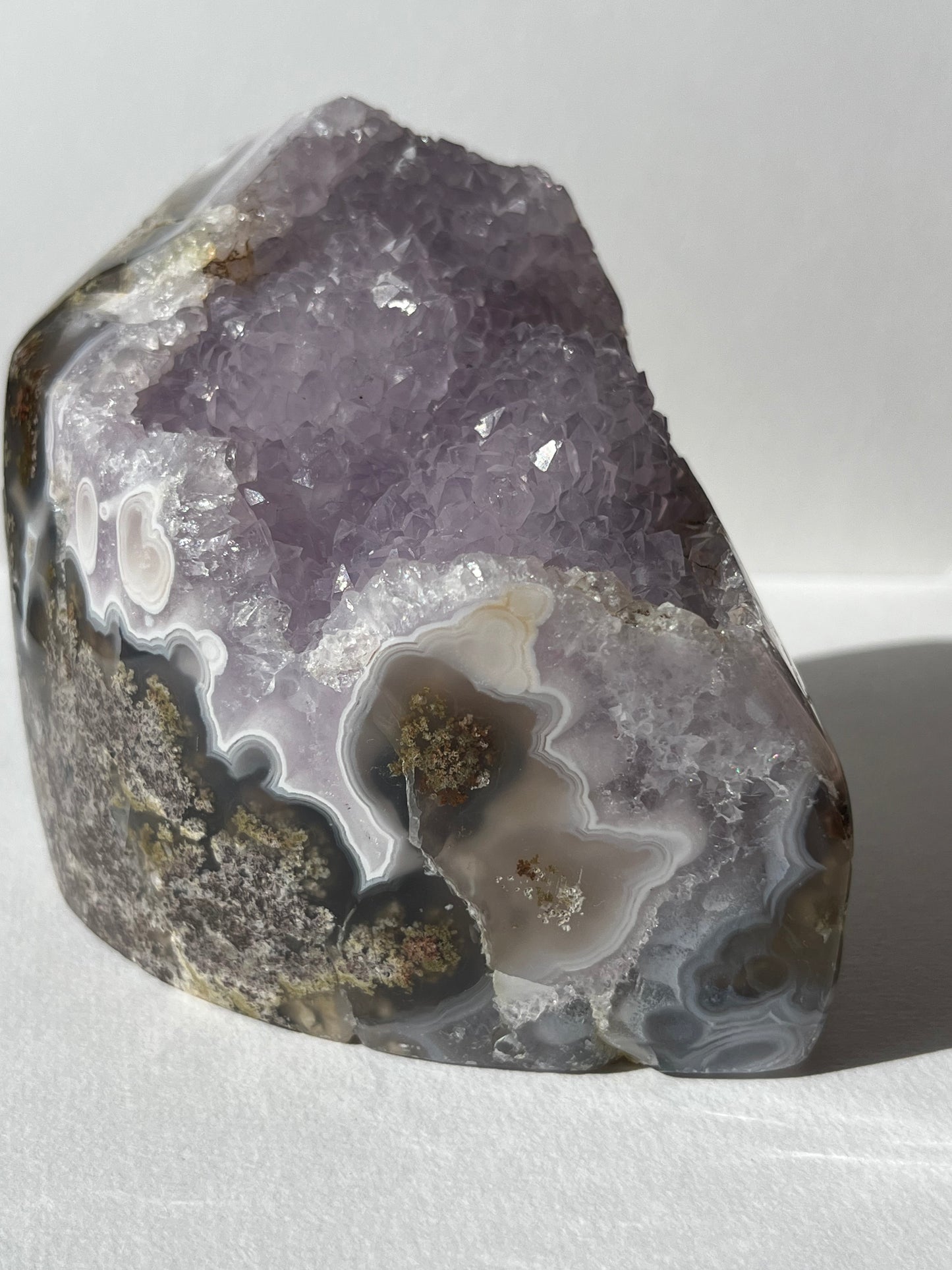 “The Lavender Cathedral” Nebula Agate with Amethyst and Scenic Moss Freeform A