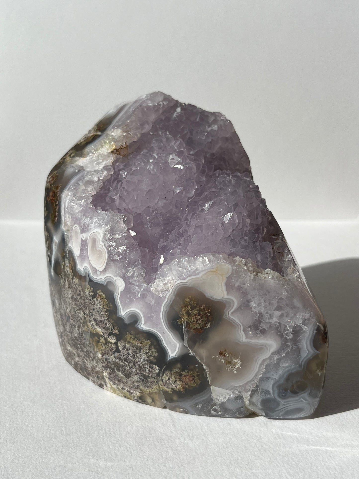 “The Lavender Cathedral” Nebula Agate with Amethyst and Scenic Moss Freeform A