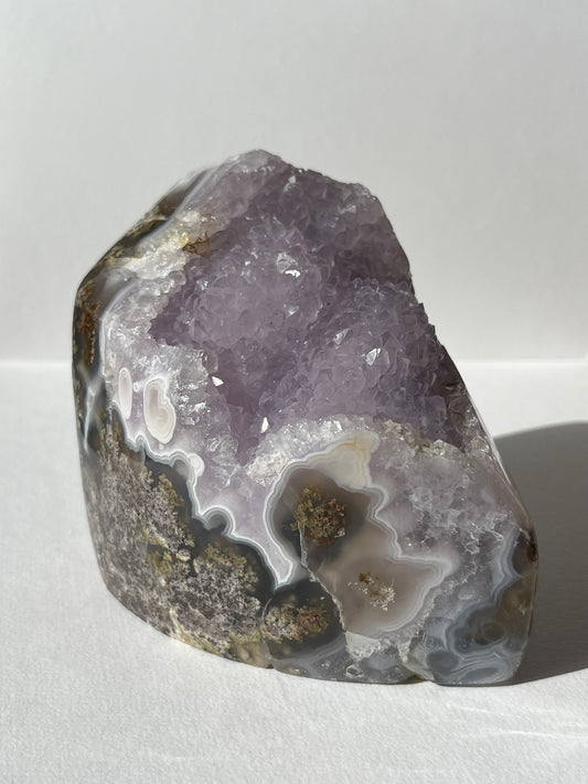 “The Lavender Cathedral” Nebula Agate with Amethyst and Scenic Moss Freeform A