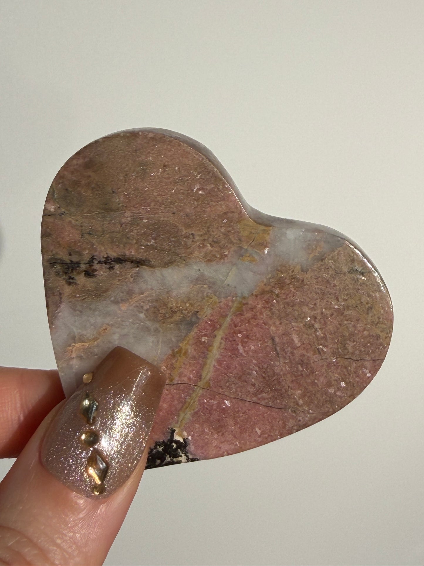 Indonesian Rhodonite and Manganese Included Heart A