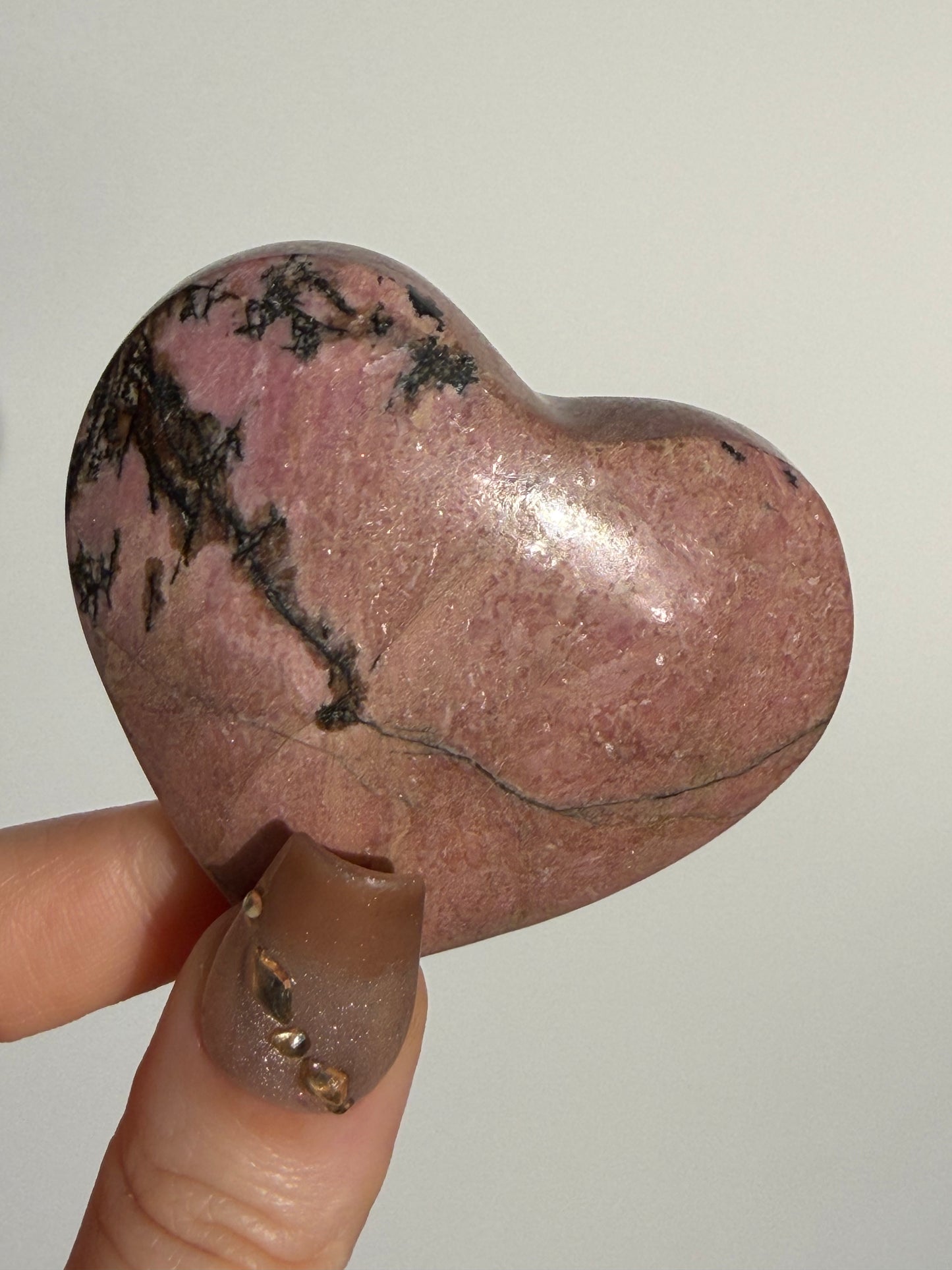 Indonesian Rhodonite and Manganese Included Heart B