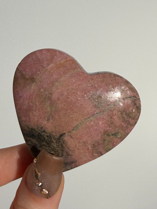 Indonesian Rhodonite and Manganese Included Heart I