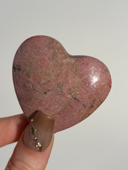 Indonesian Rhodonite and Manganese Included Heart J