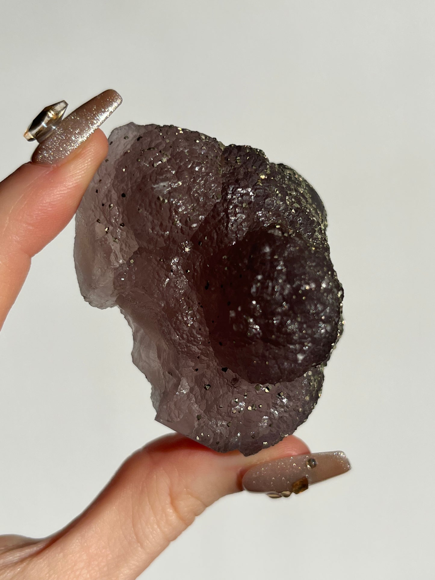 Botryoidal Purple Fluorite with Pyrite Specimen E