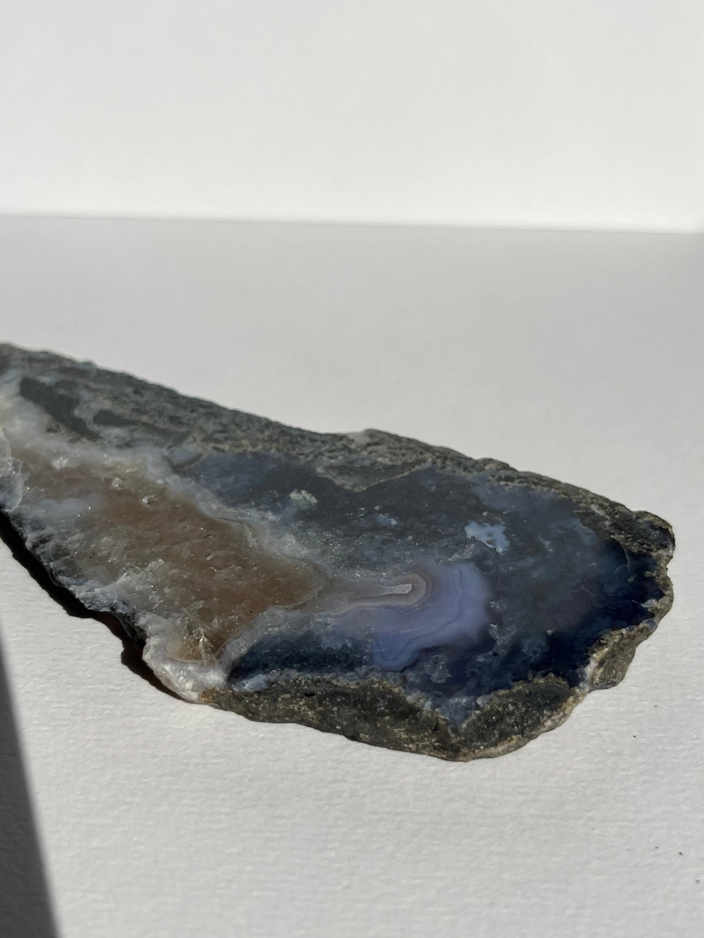 Purple Chalcedony Slab with Green Moss, Hematoid Quartz & Calcite Slab A