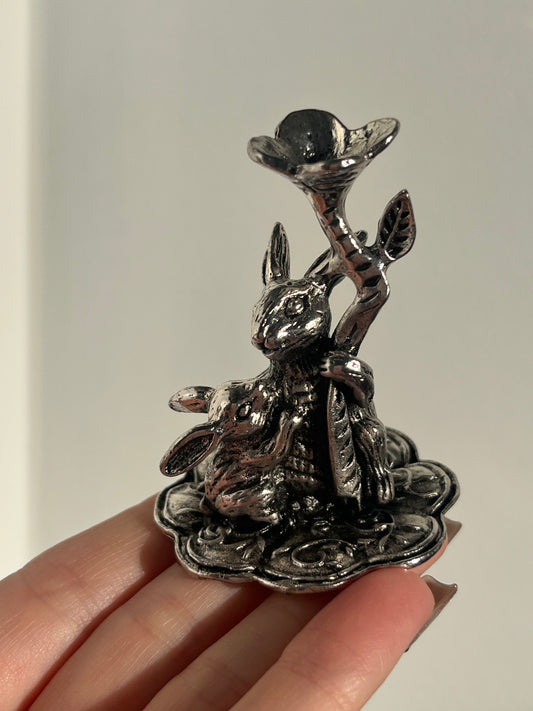 "Mother's Love" Rabbit Silver Sphere Stand