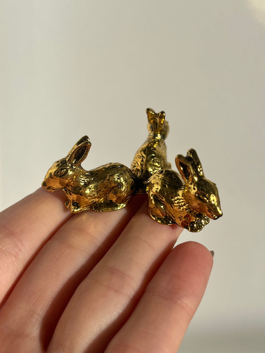 "Rabbit in the Meadow" Gold Sphere Stand