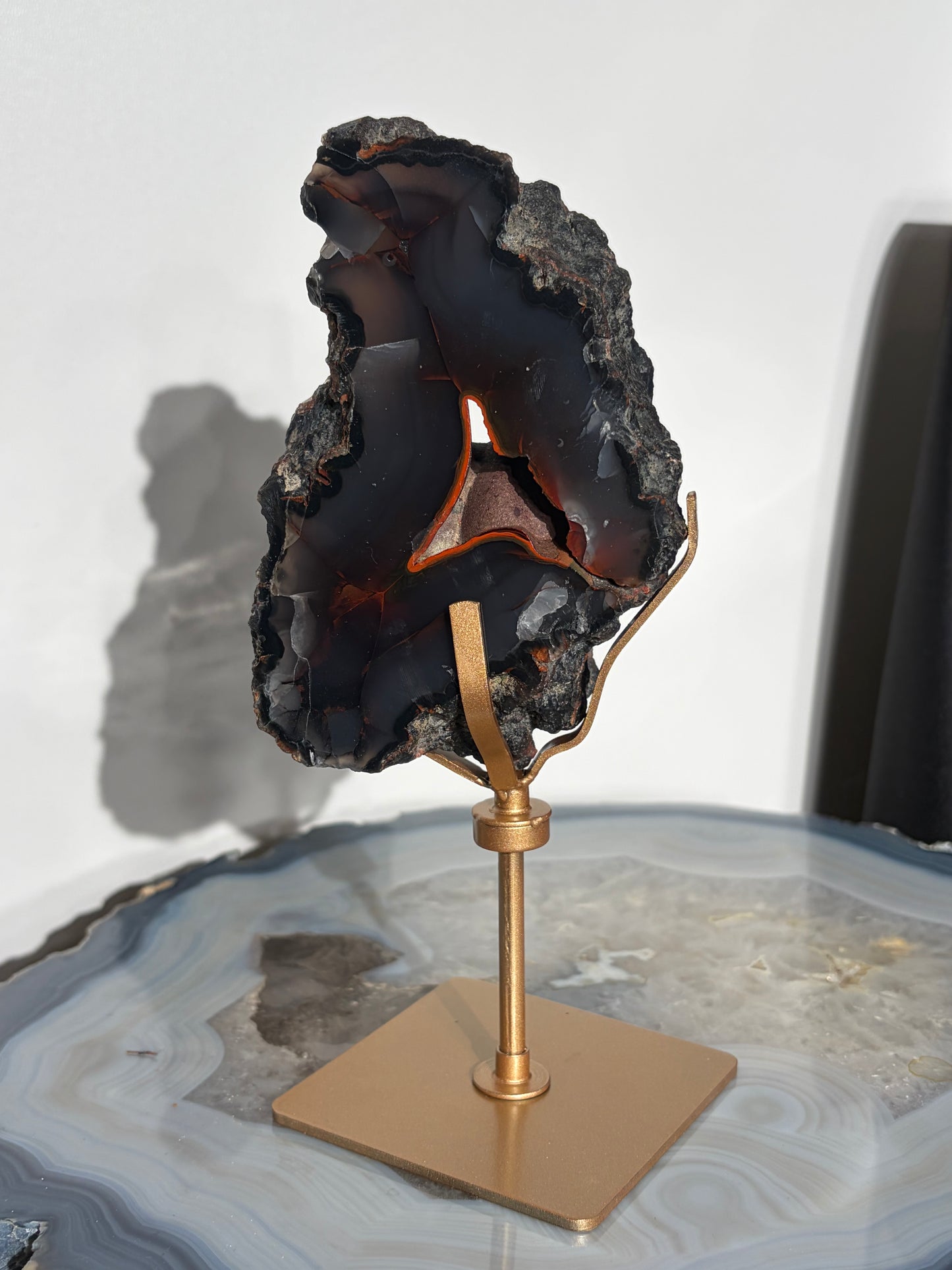 "Vesper" Red Fox Agate Portal on Swivel Custom Display Stand A