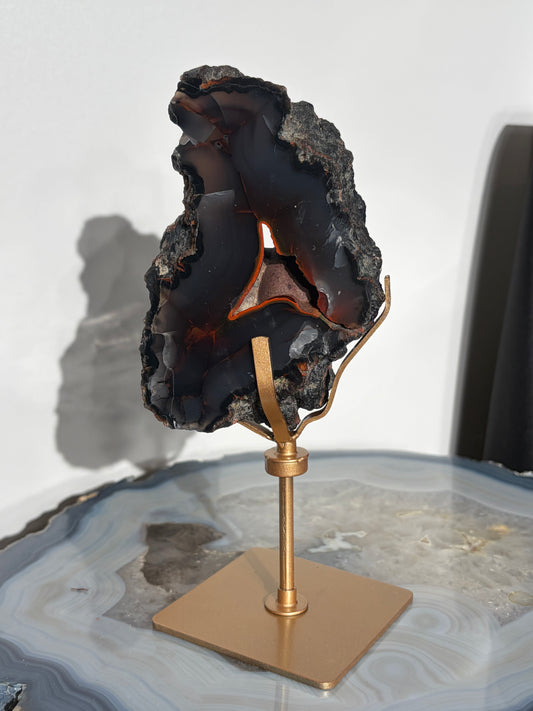 "Vesper" Red Fox Agate Portal on Swivel Custom Display Stand A