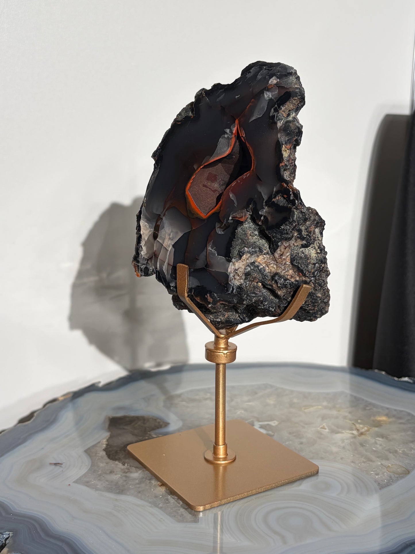 "Vesper" Red Fox Agate Portal on Swivel Custom Display Stand A