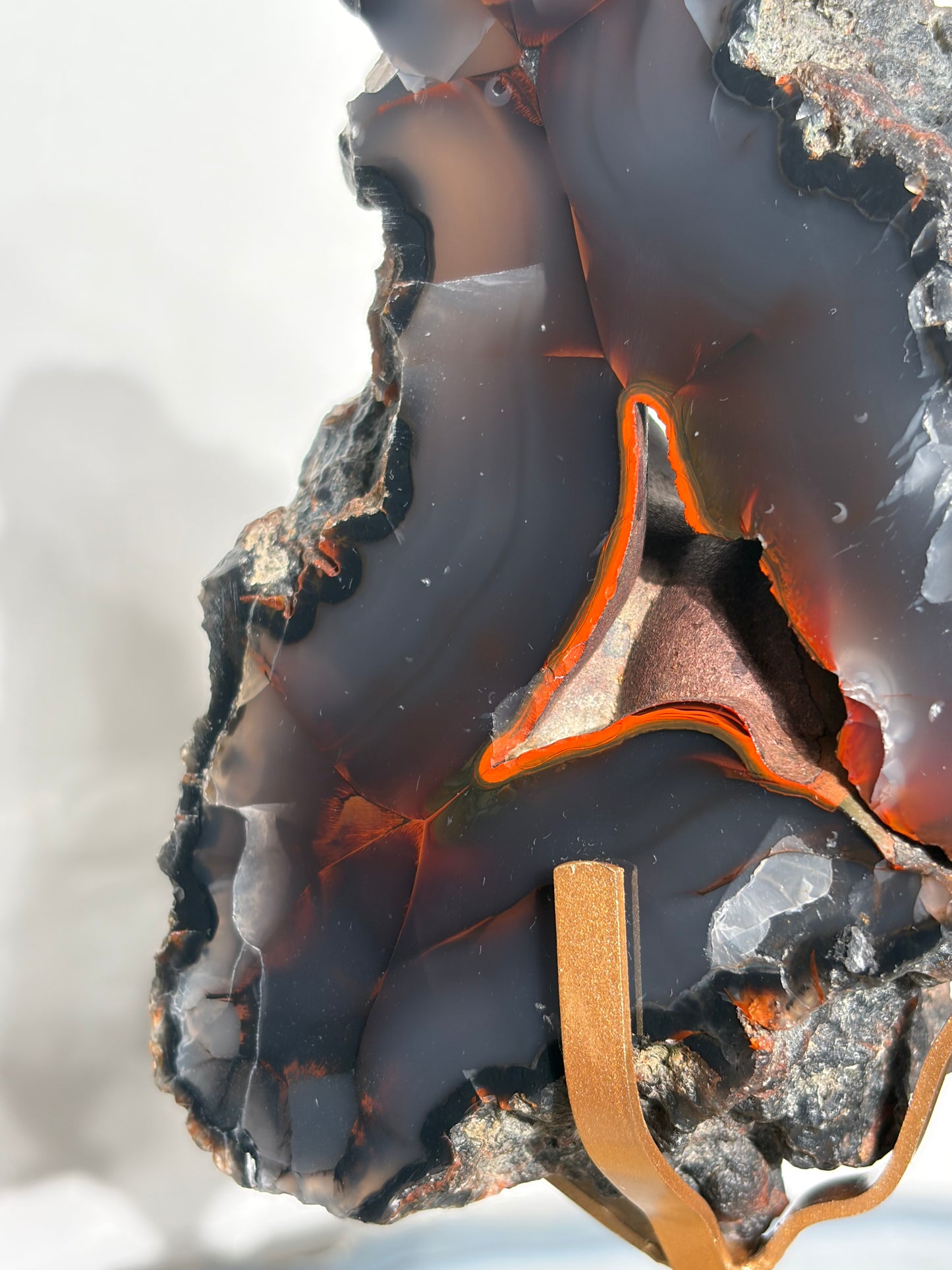 "Vesper" Red Fox Agate Portal on Swivel Custom Display Stand A