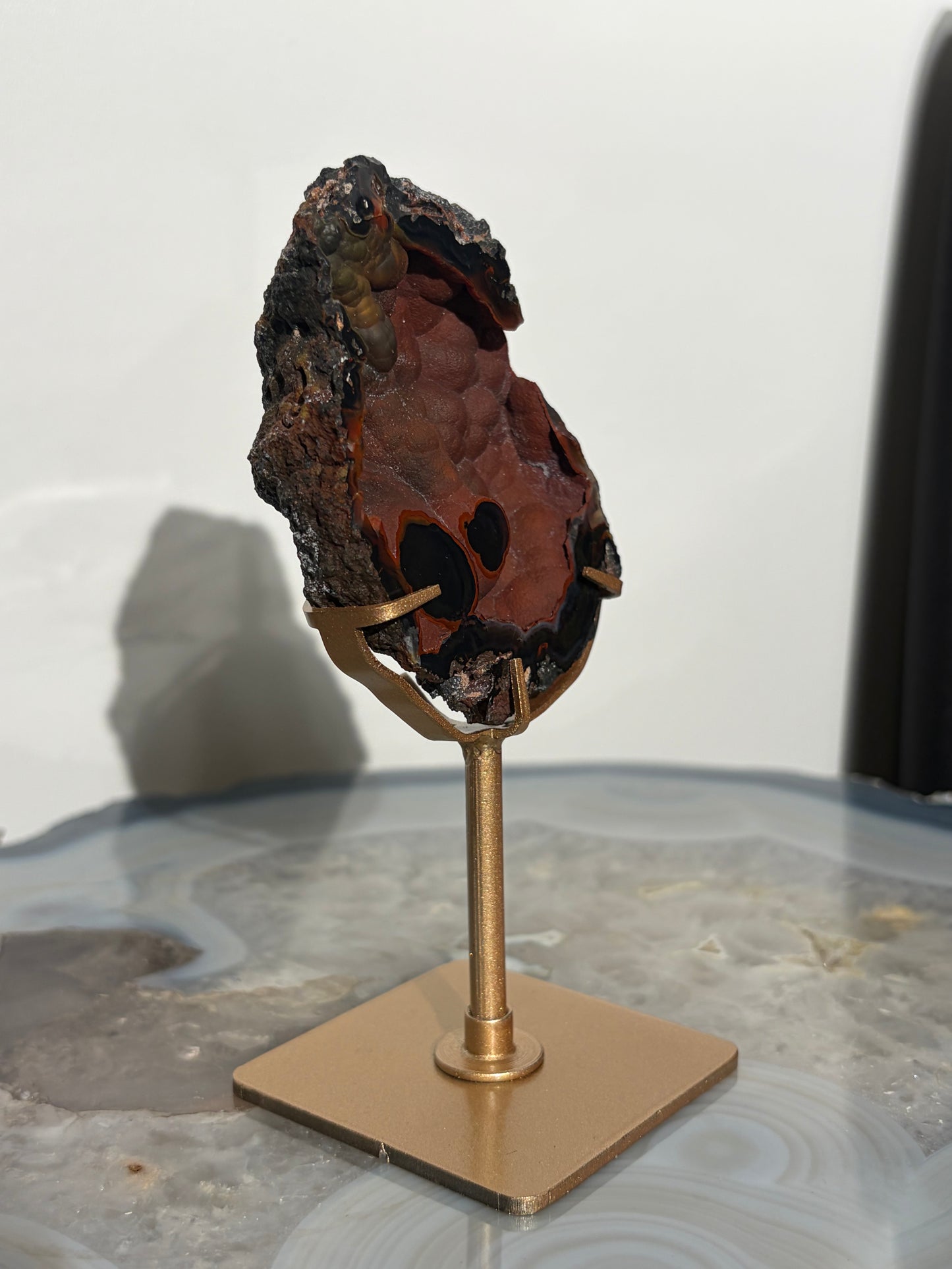 "Sorel" Red Fox Agate on Custom Display Stand D