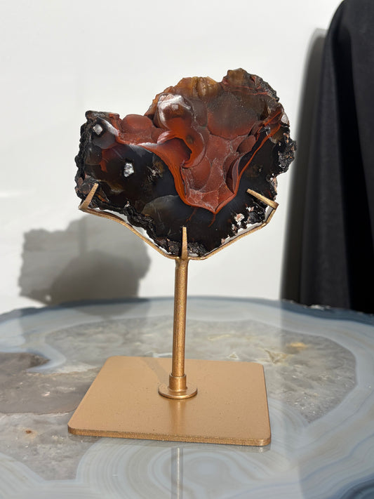 "Orsen" Red Fox Agate on Custom Display Stand E