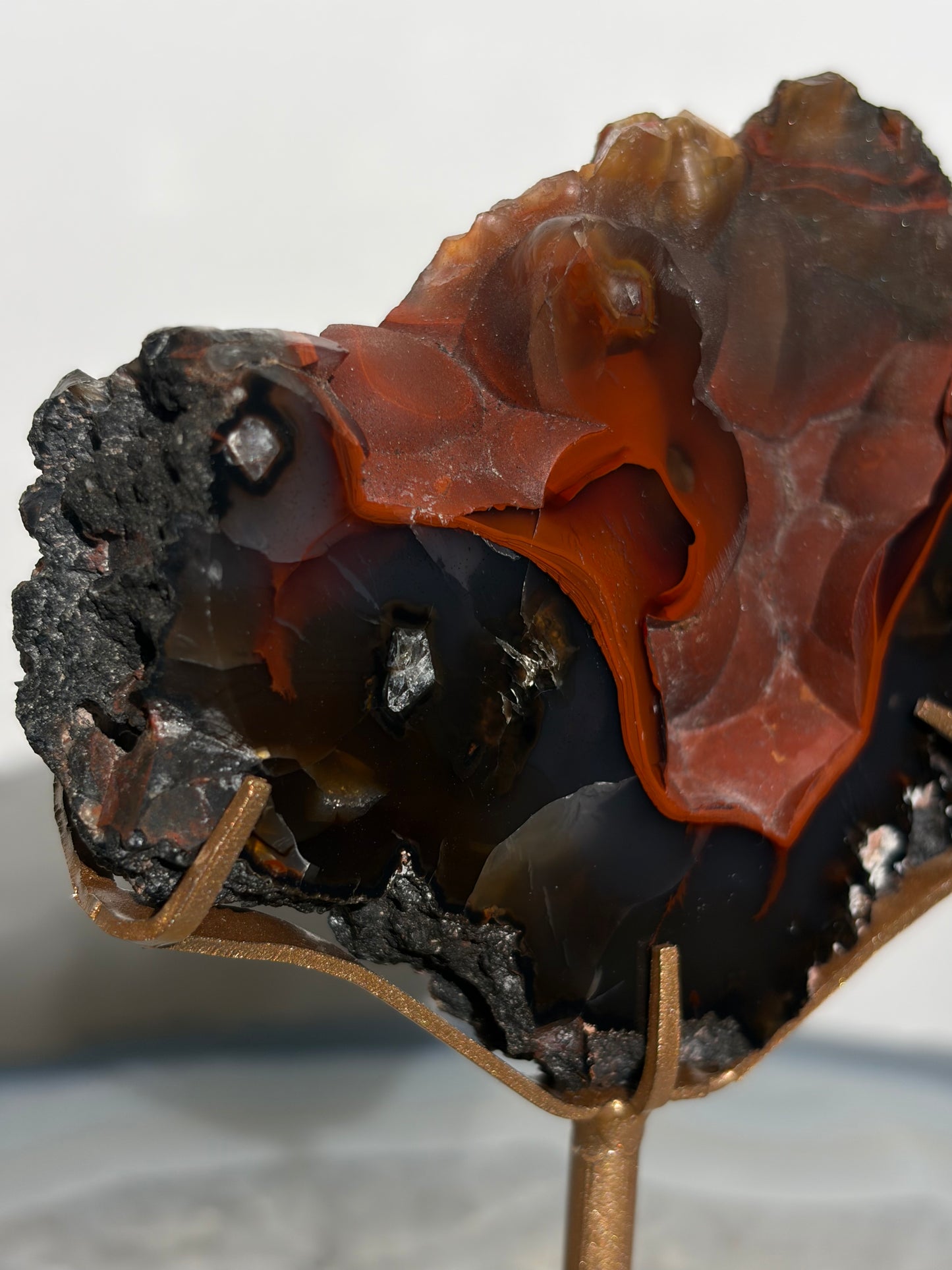 "Orsen" Red Fox Agate on Custom Display Stand E
