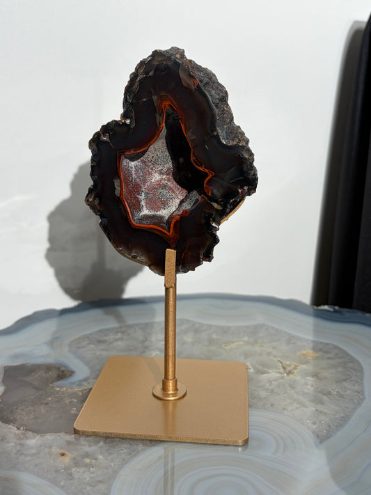 "Veyra" Red Fox Agate on Custom Display Stand F