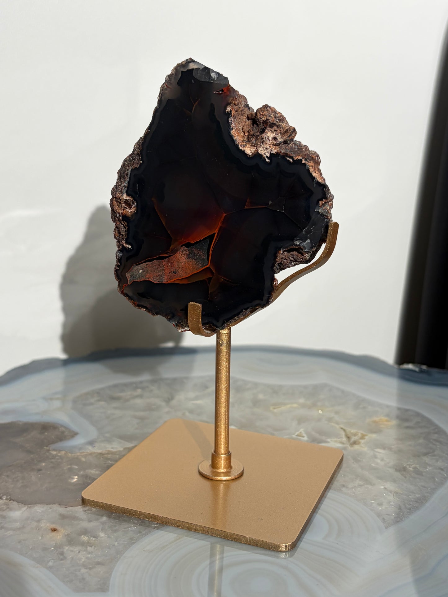 "Elowen" Red Fox Agate on Custom Display Stand H