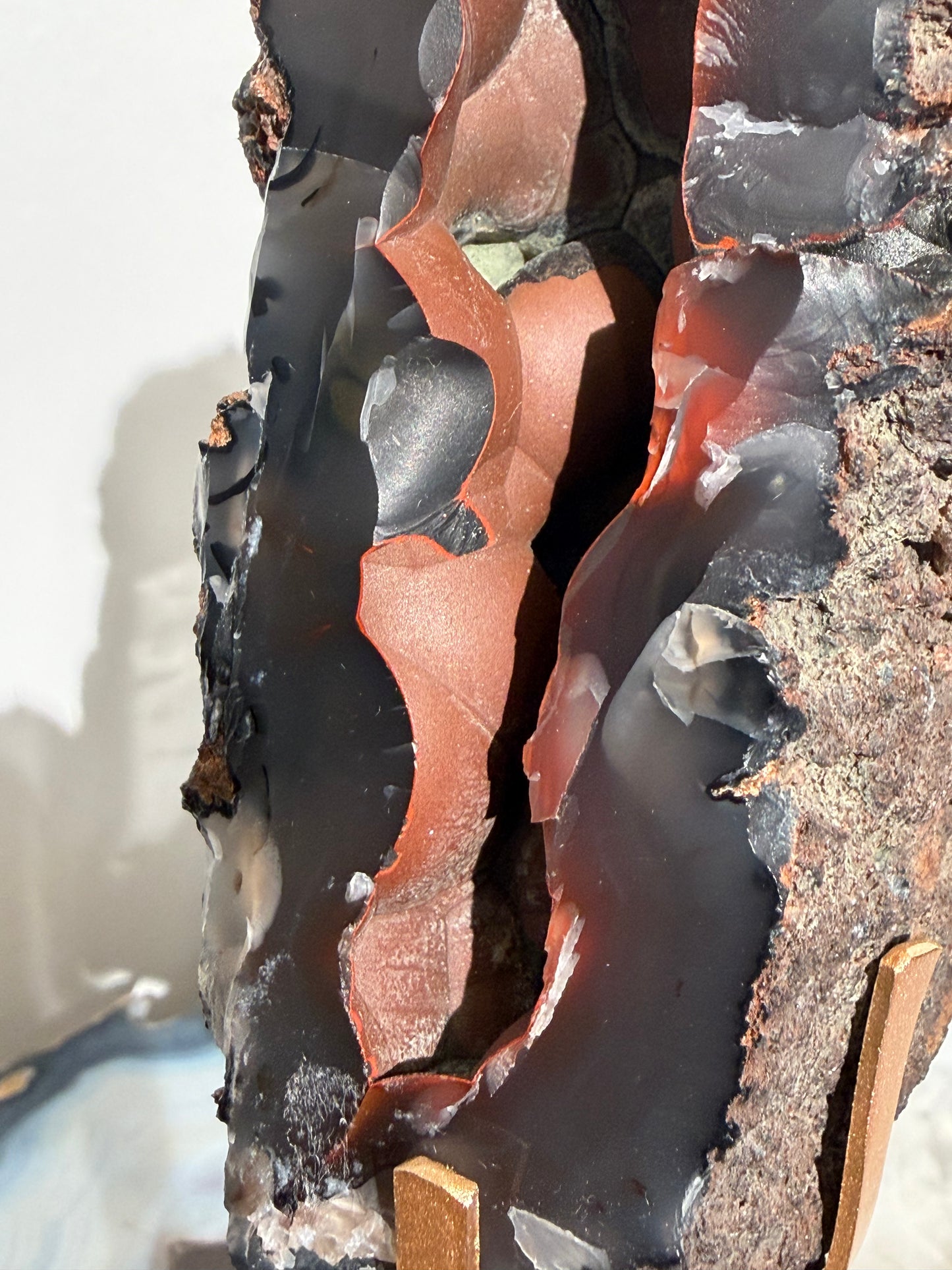 "Maelor" Red Fox Agate on Custom Display Stand J