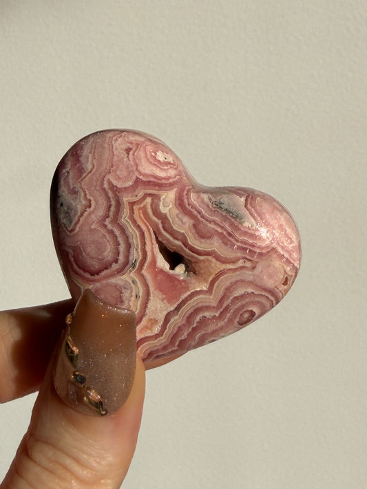 Floral Banded Rhodochrosite Flatback Heart A
