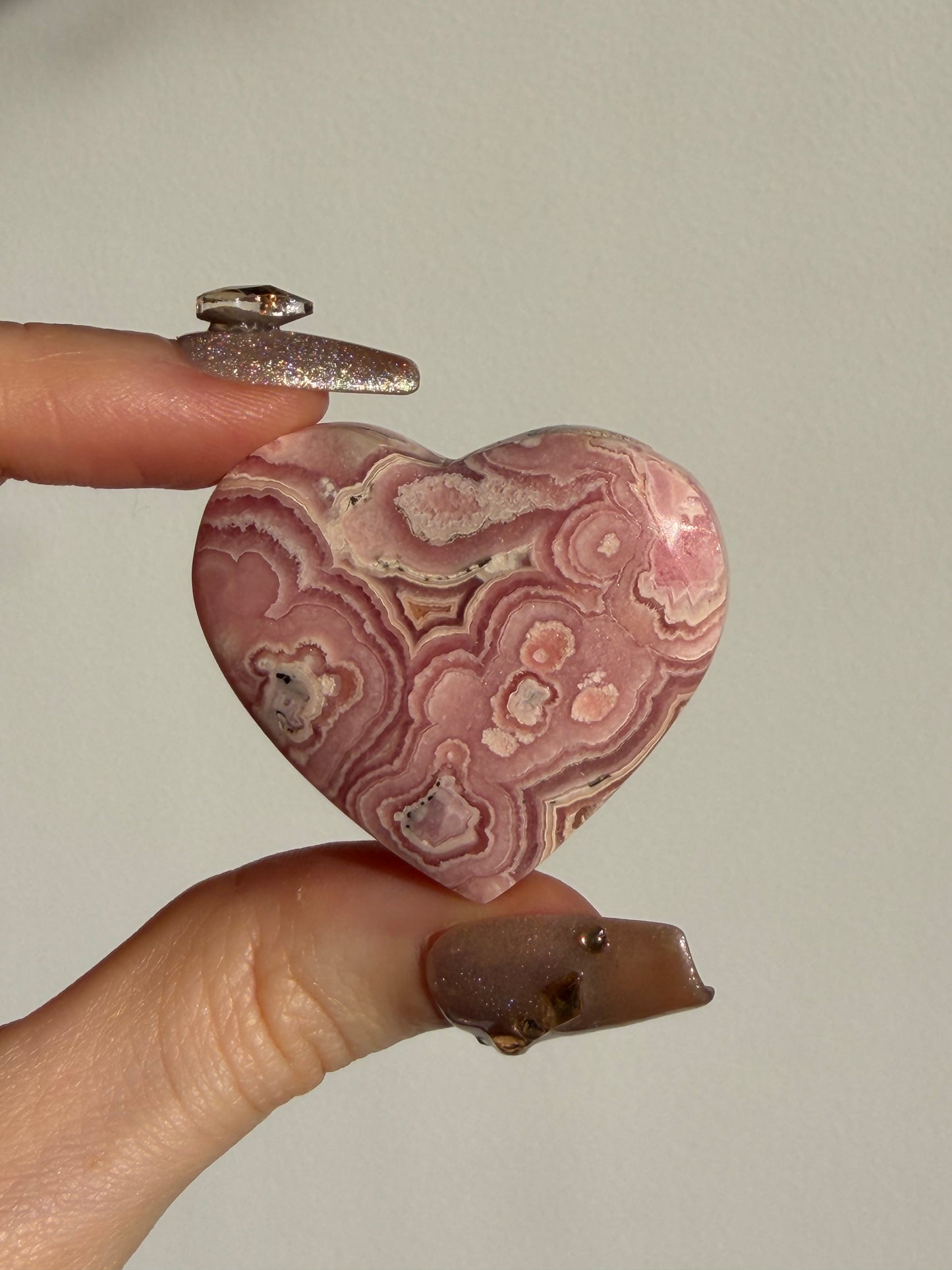 Floral Banded Rhodochrosite Flatback Heart C