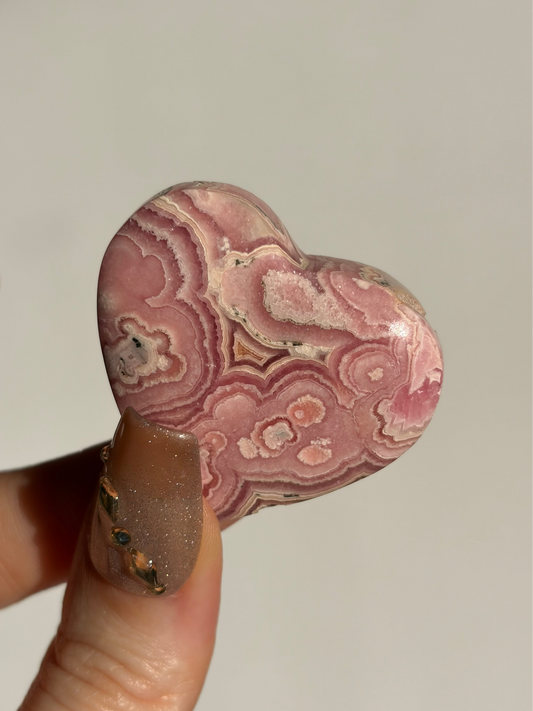 Floral Banded Rhodochrosite Flatback Heart C