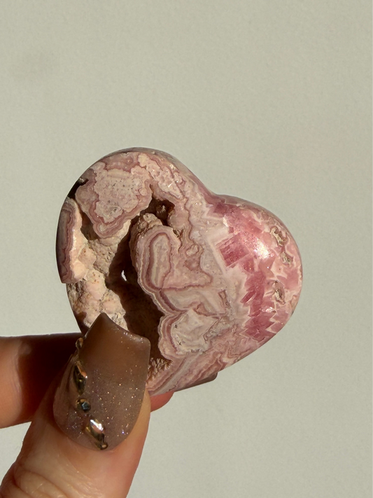 Floral Banded Rhodochrosite Flatback Heart D