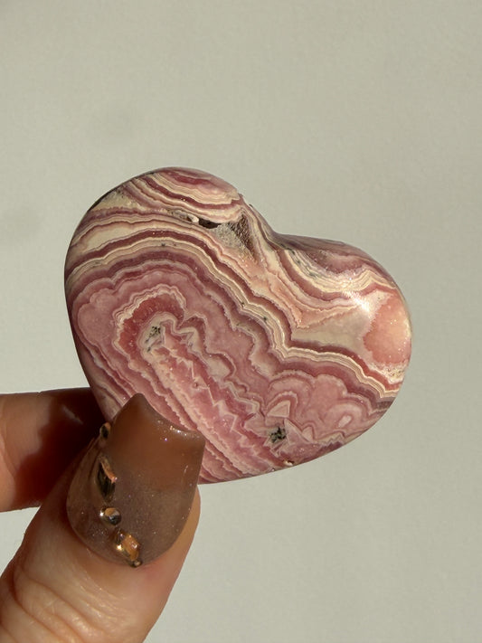 Floral Banded Rhodochrosite Flatback Heart F