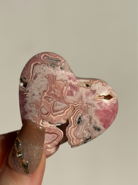 Floral Banded Rhodochrosite Flatback Heart G