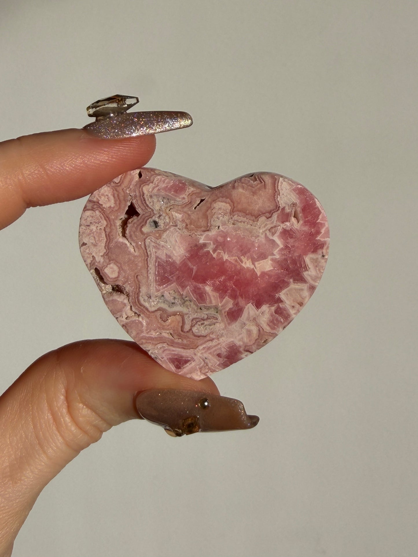 Floral Banded Rhodochrosite Flatback Heart I