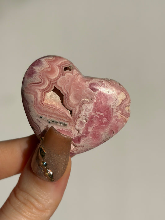Floral Banded Rhodochrosite Flatback Heart I