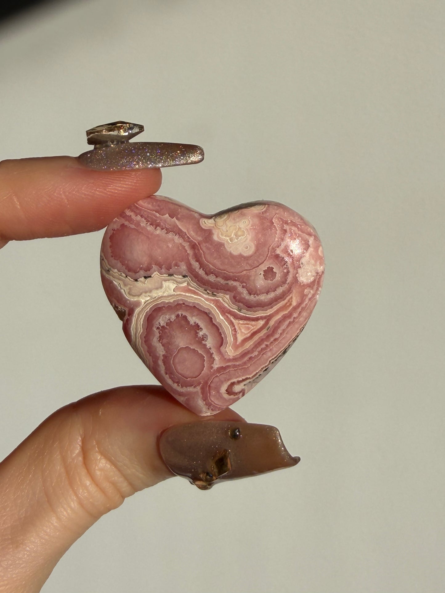Floral Banded Rhodochrosite Flatback Heart M