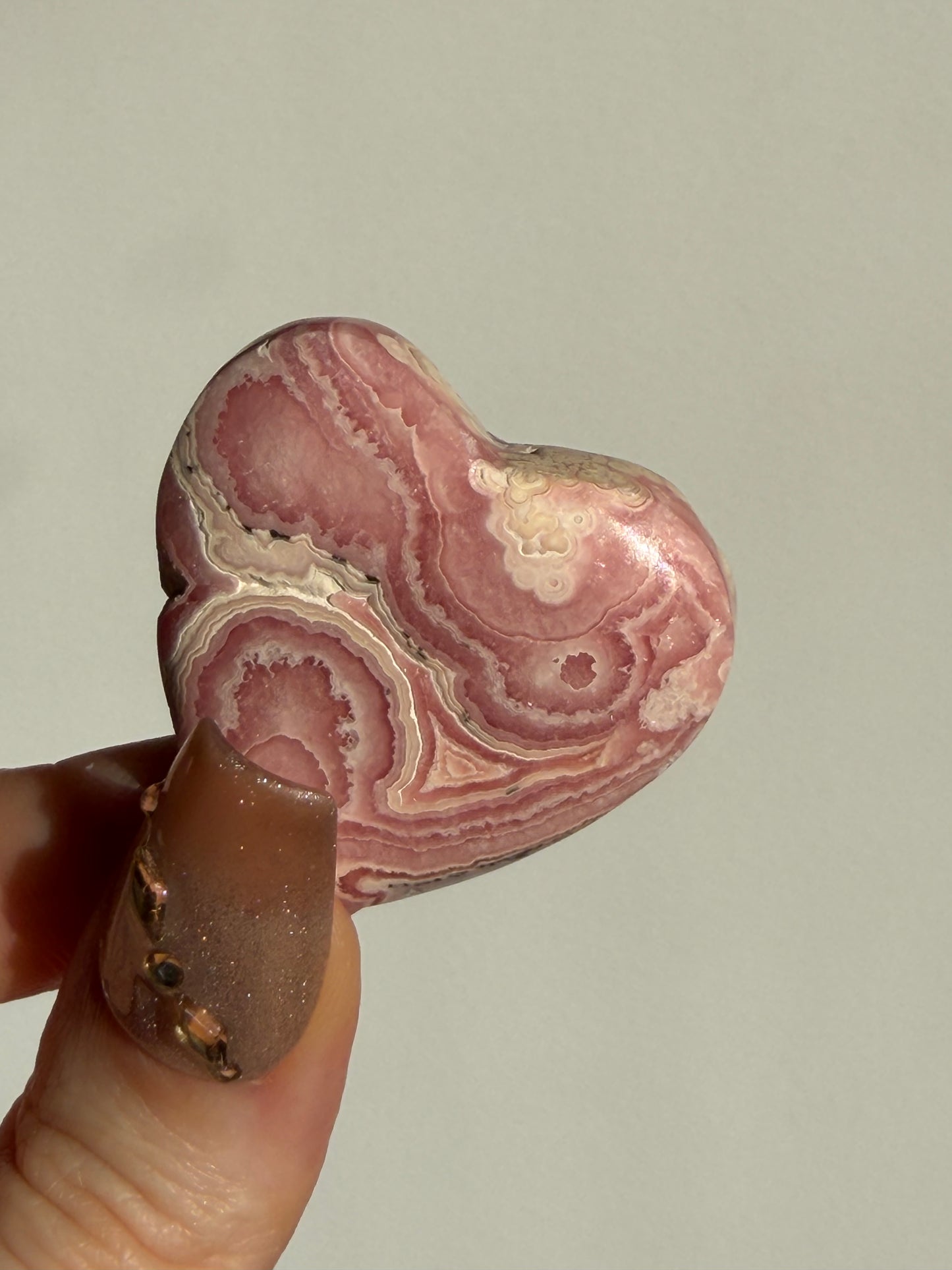 Floral Banded Rhodochrosite Flatback Heart M