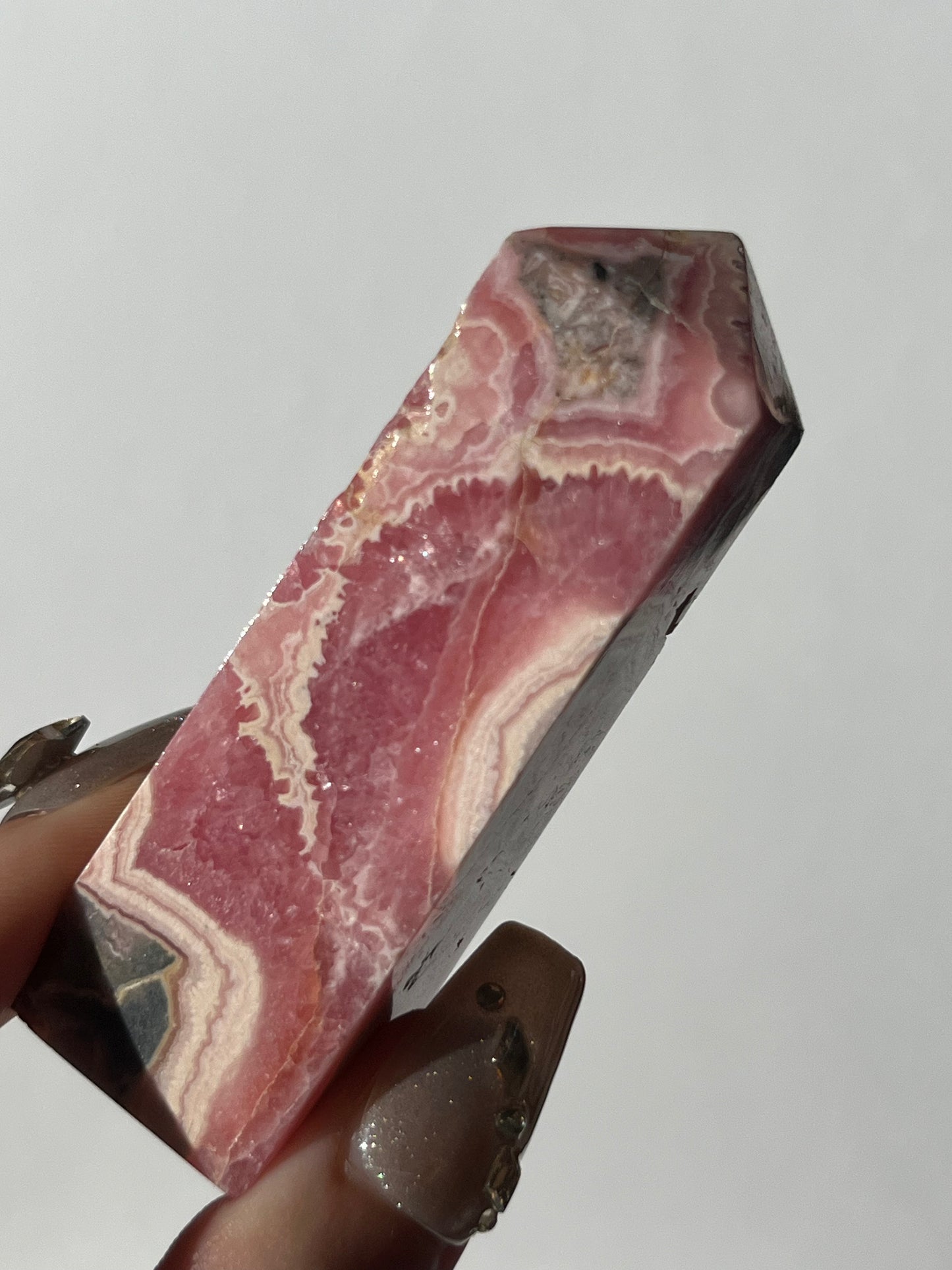 Gemmy Banded Rhodochrosite Tower D