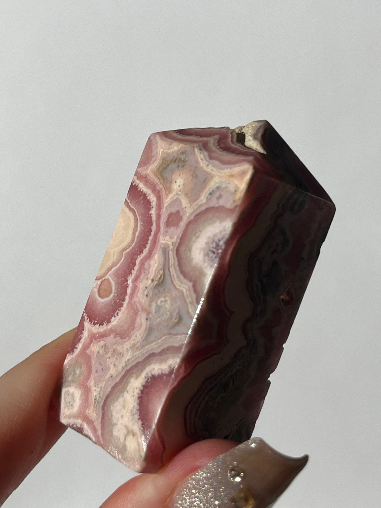Gemmy Banded Rhodochrosite Tower E